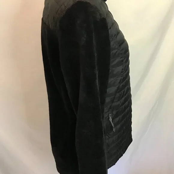 32 Degrees Quilted and plush full zippered jacket with pockets, black size Small - Picture 3 of 12